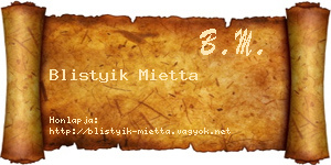 Blistyik Mietta névjegykártya